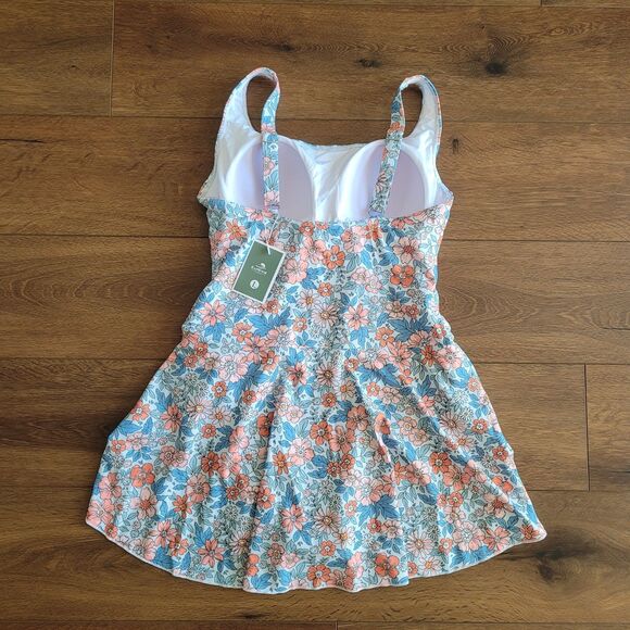 Eomenie NEW Swimsuit Sz L Skirted Dress One Piece Floral Side Tie w TAGS - Picture 3 of 16